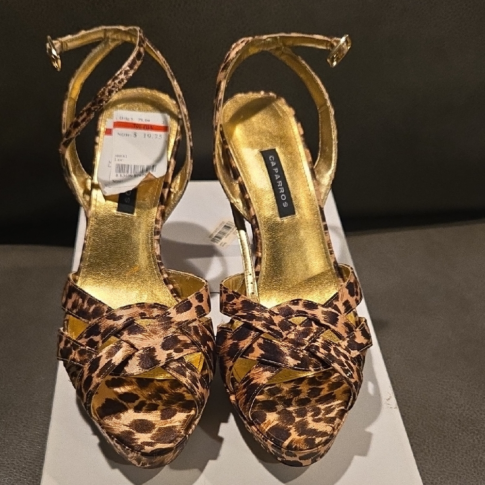Caparros Leopard and Gold Women's Heels